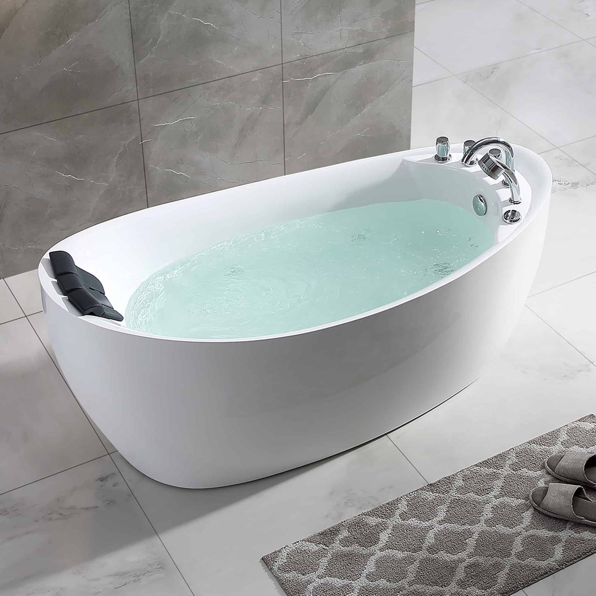 Empava 67 in. Whirlpool Freestanding Acrylic Bathtub | EMPV-67AIS02-Feestanding massage bathtub-Empava-Nordica Sauna