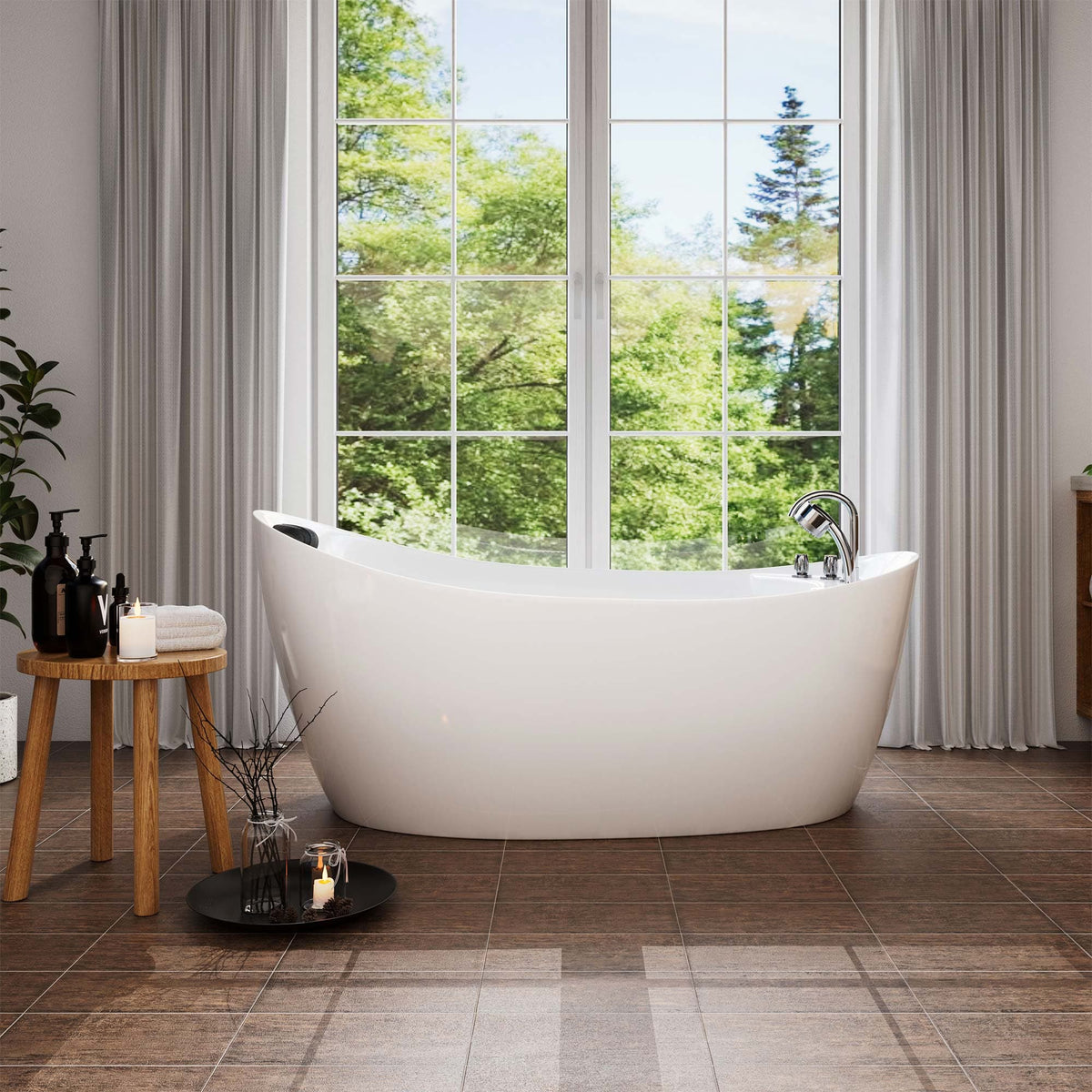 Empava 67 in. Whirlpool Freestanding Acrylic Bathtub | EMPV-67AIS02-Feestanding massage bathtub-Empava-Nordica Sauna