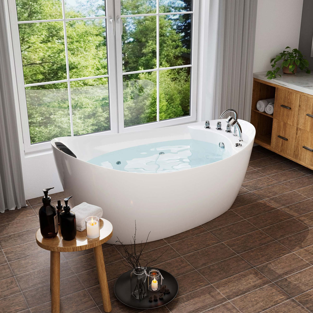 Empava 67 in. Whirlpool Freestanding Acrylic Bathtub | EMPV-67AIS02-Feestanding massage bathtub-Empava-Nordica Sauna