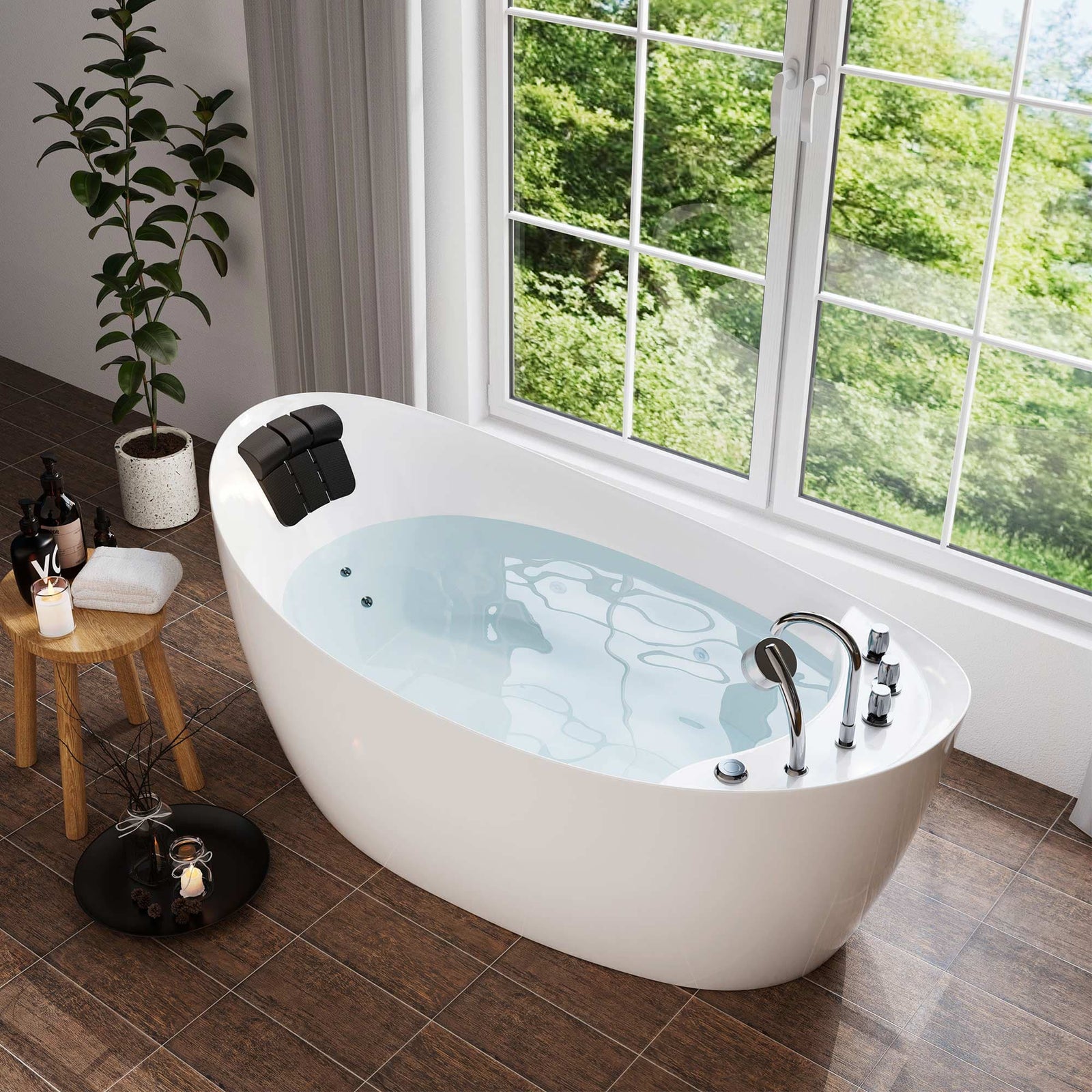 Empava 67 in. Whirlpool Freestanding Acrylic Bathtub | EMPV-67AIS02-Feestanding massage bathtub-Empava-Nordica Sauna