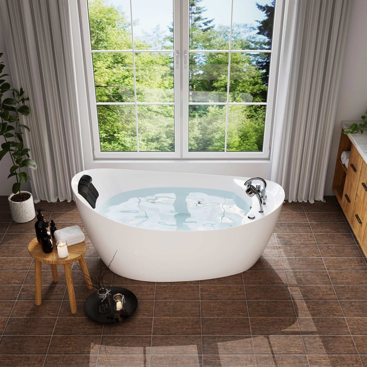 Empava 67 in. Whirlpool Freestanding Acrylic Bathtub | EMPV-67AIS02-Feestanding massage bathtub-Empava-Nordica Sauna