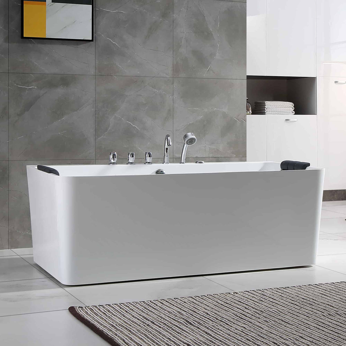 Empava 67 in. Whirlpool Freestanding Acrylic Bathtub | EMPV-67AIS03-Feestanding massage bathtub-Empava-Nordica Sauna