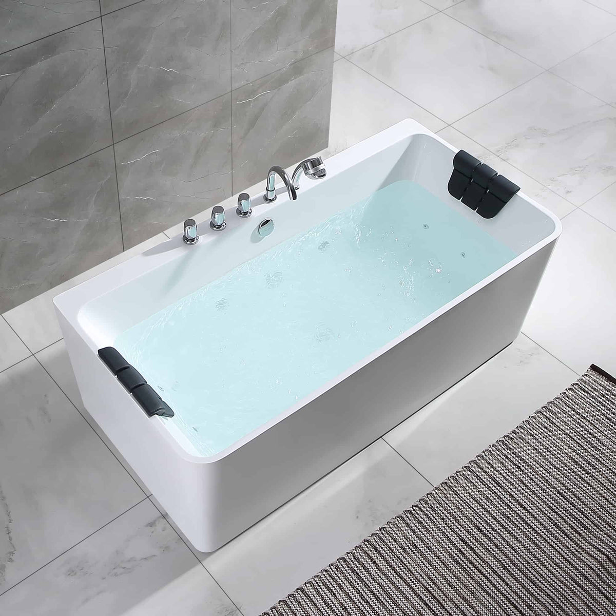 Empava 67 in. Whirlpool Freestanding Acrylic Bathtub | EMPV-67AIS03-Feestanding massage bathtub-Empava-Nordica Sauna
