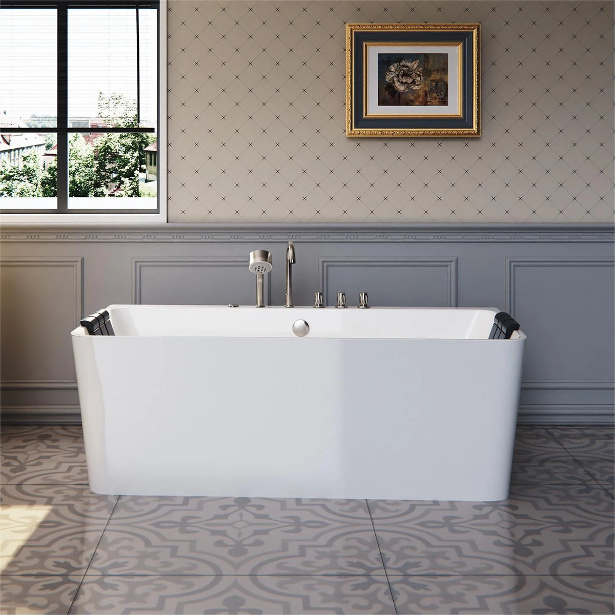 Empava 67 in. Whirlpool Freestanding Acrylic Bathtub | EMPV-67AIS03-Feestanding massage bathtub-Empava-Nordica Sauna