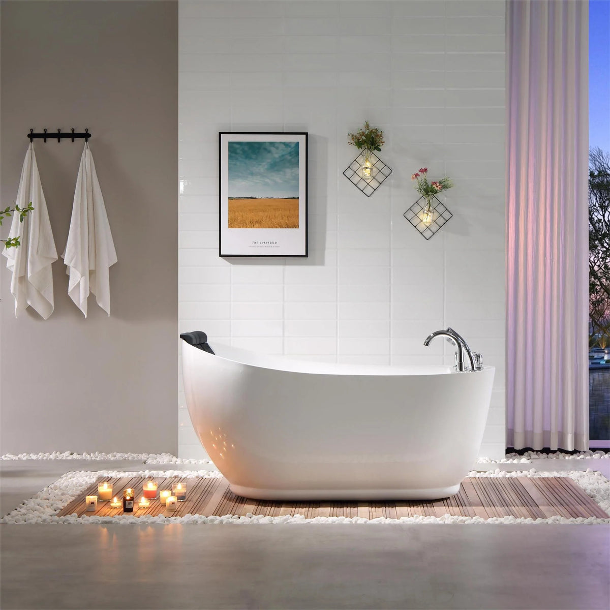 Empava 67 in. Whirlpool Freestanding Acrylic Bathtub | EMPV-67AIS05-Feestanding massage bathtub-Empava-Nordica Sauna