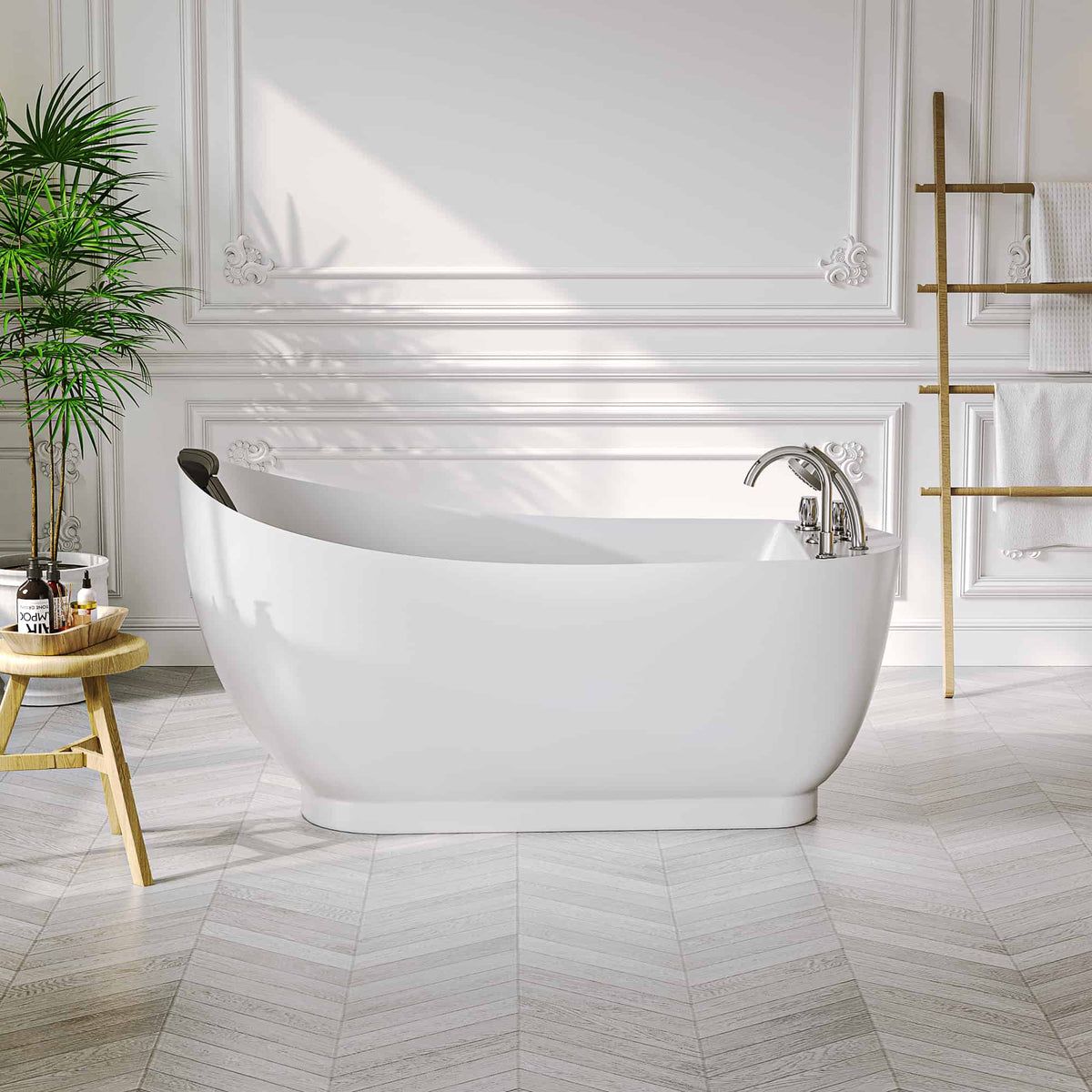 Empava 67 in. Whirlpool Freestanding Acrylic Bathtub | EMPV-67AIS05-Feestanding massage bathtub-Empava-Nordica Sauna