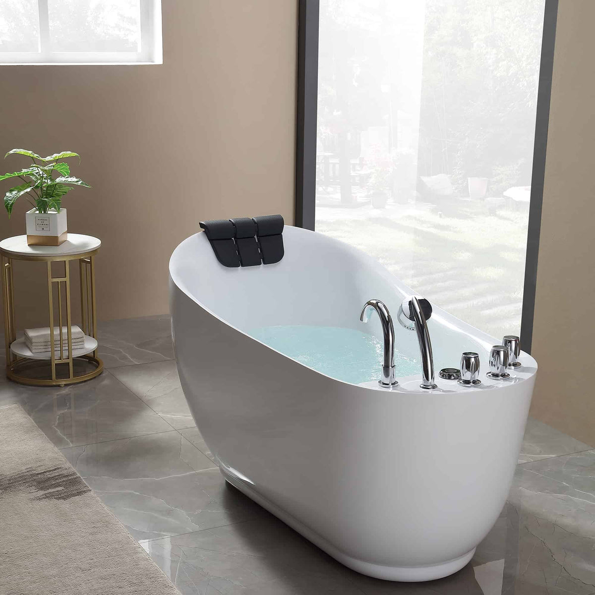 Empava 67 in. Whirlpool Freestanding Acrylic Bathtub | EMPV-67AIS05-Feestanding massage bathtub-Empava-Nordica Sauna