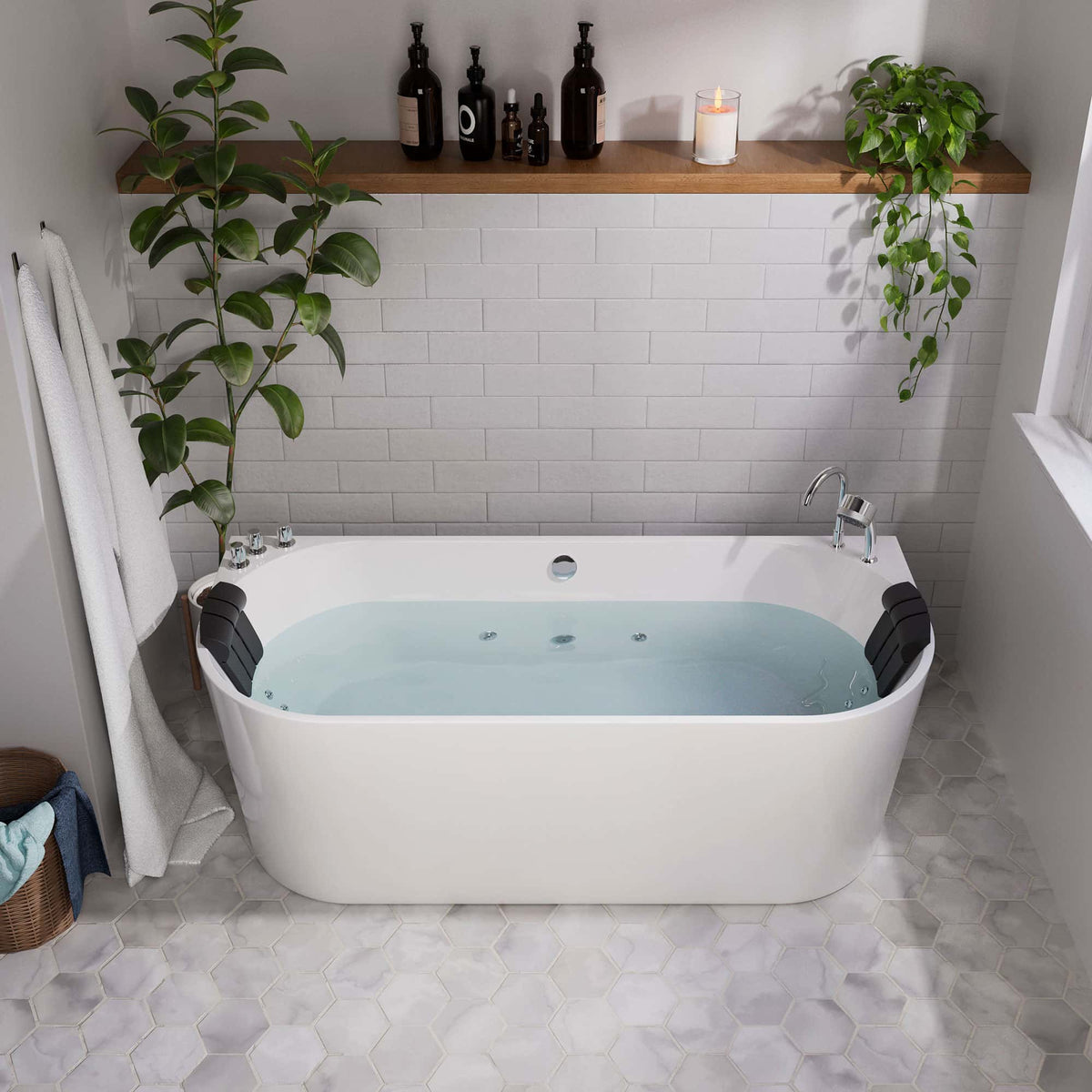 Empava 67 in. Whirlpool Freestanding Acrylic Bathtub | EMPV-67AIS07-Feestanding massage bathtub-Empava-Nordica Sauna