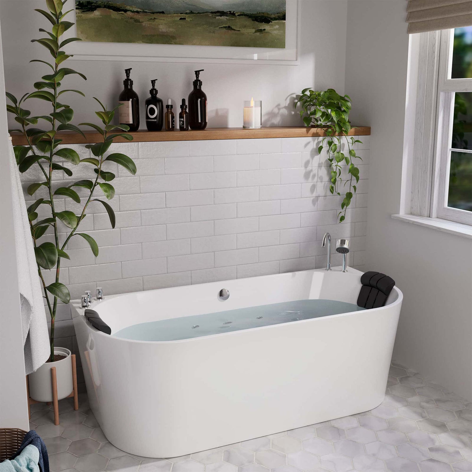 Empava 67 in. Whirlpool Freestanding Acrylic Bathtub | EMPV-67AIS07-Feestanding massage bathtub-Empava-Nordica Sauna