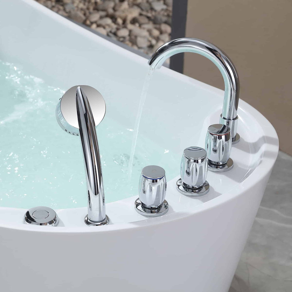 Empava 67 in. Whirlpool Freestanding Acrylic Bathtub | EMPV-67AIS09-Feestanding massage bathtub-Empava-Nordica Sauna
