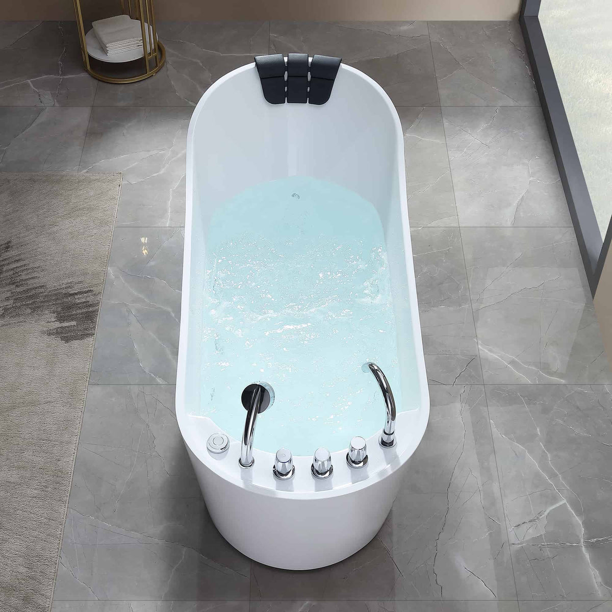 Empava 67 in. Whirlpool Freestanding Acrylic Bathtub | EMPV-67AIS09-Feestanding massage bathtub-Empava-Nordica Sauna