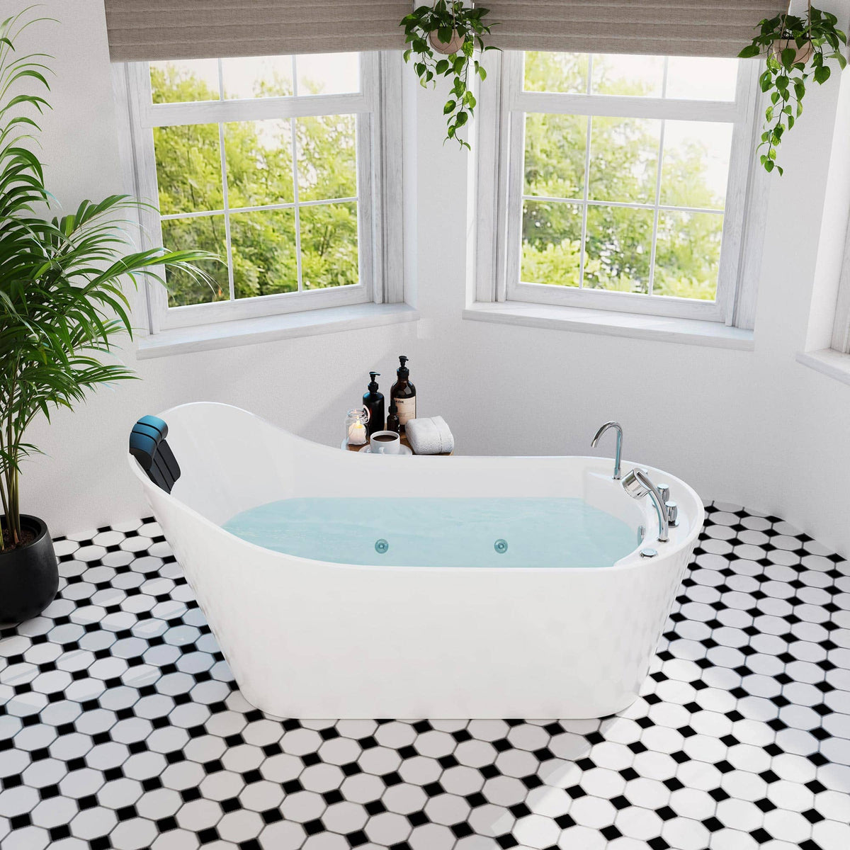 Empava 67 in. Whirlpool Freestanding Acrylic Bathtub | EMPV-67AIS09-Feestanding massage bathtub-Empava-Nordica Sauna