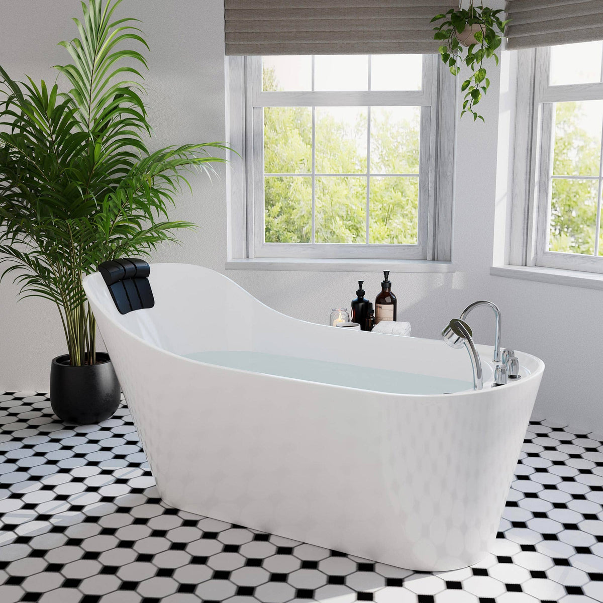 Empava 67 in. Whirlpool Freestanding Acrylic Bathtub | EMPV-67AIS09-Feestanding massage bathtub-Empava-Nordica Sauna