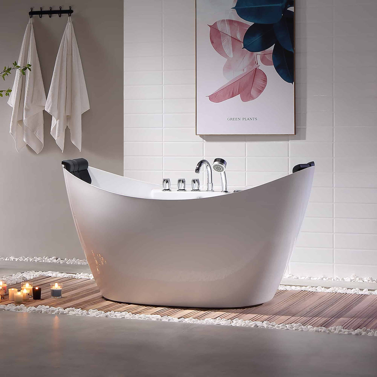 Empava 67 in. Whirlpool Freestanding Acrylic Bathtub | EMPV-67AIS10-Feestanding massage bathtub-Empava-Nordica Sauna