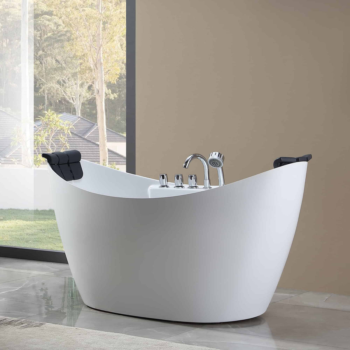 Empava 67 in. Whirlpool Freestanding Acrylic Bathtub | EMPV-67AIS10-Feestanding massage bathtub-Empava-Nordica Sauna