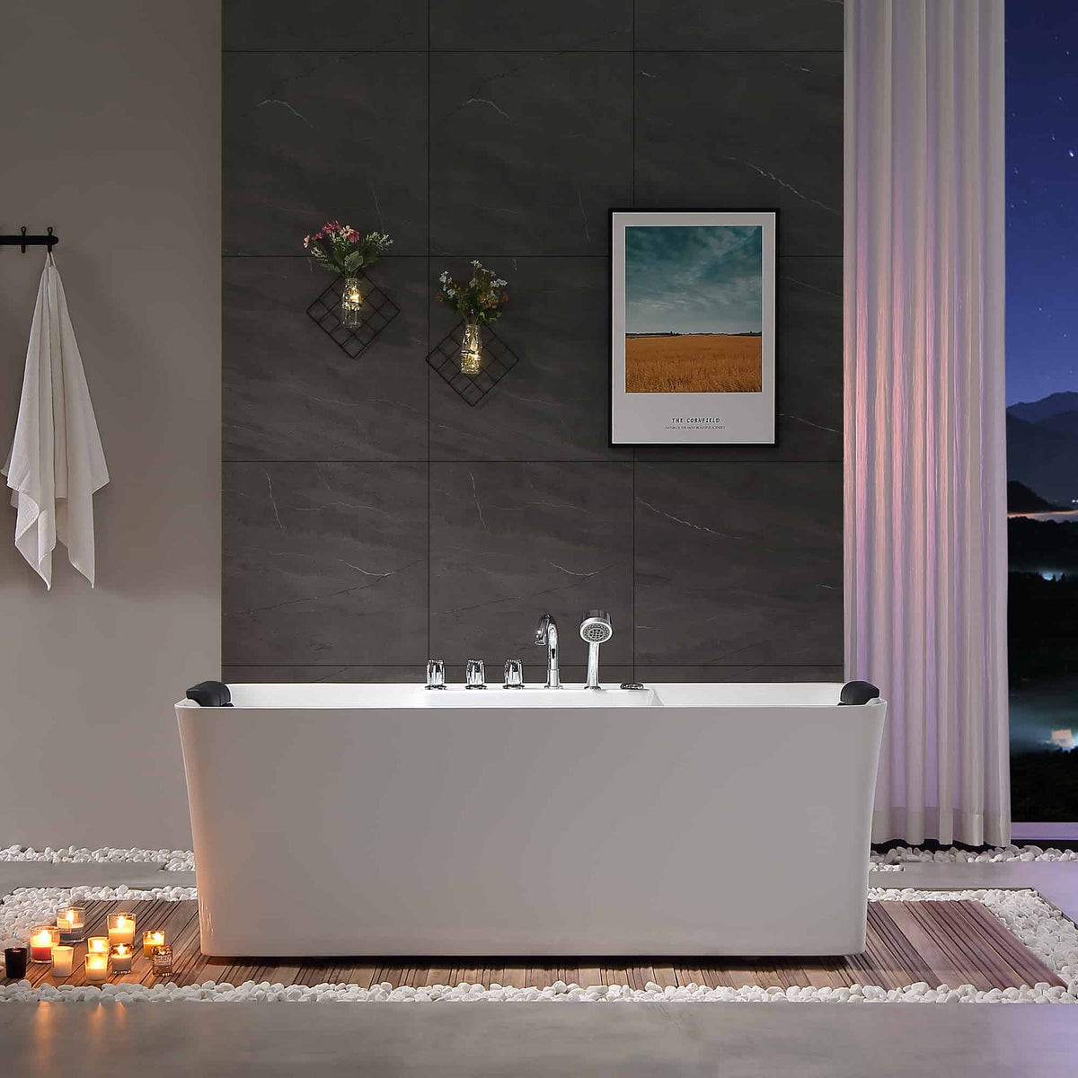 Empava 67 in. Whirlpool Freestanding Acrylic Bathtub | EMPV-67AIS16-Feestanding massage bathtub-Empava-Nordica Sauna