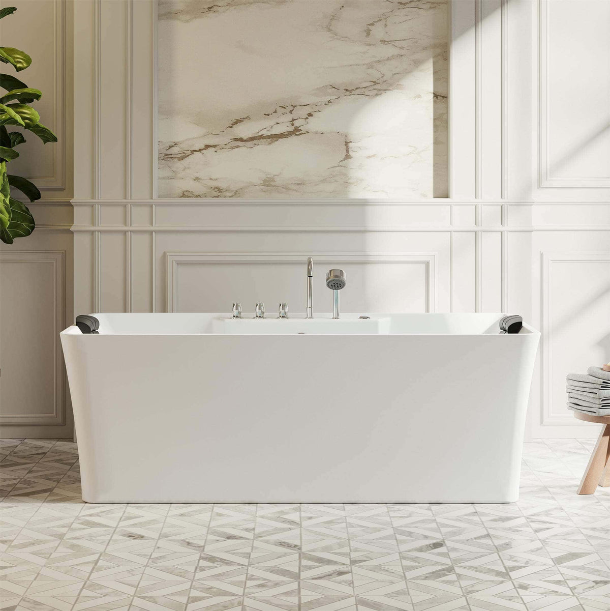 Empava 67 in. Whirlpool Freestanding Acrylic Bathtub | EMPV-67AIS16-Feestanding massage bathtub-Empava-Nordica Sauna