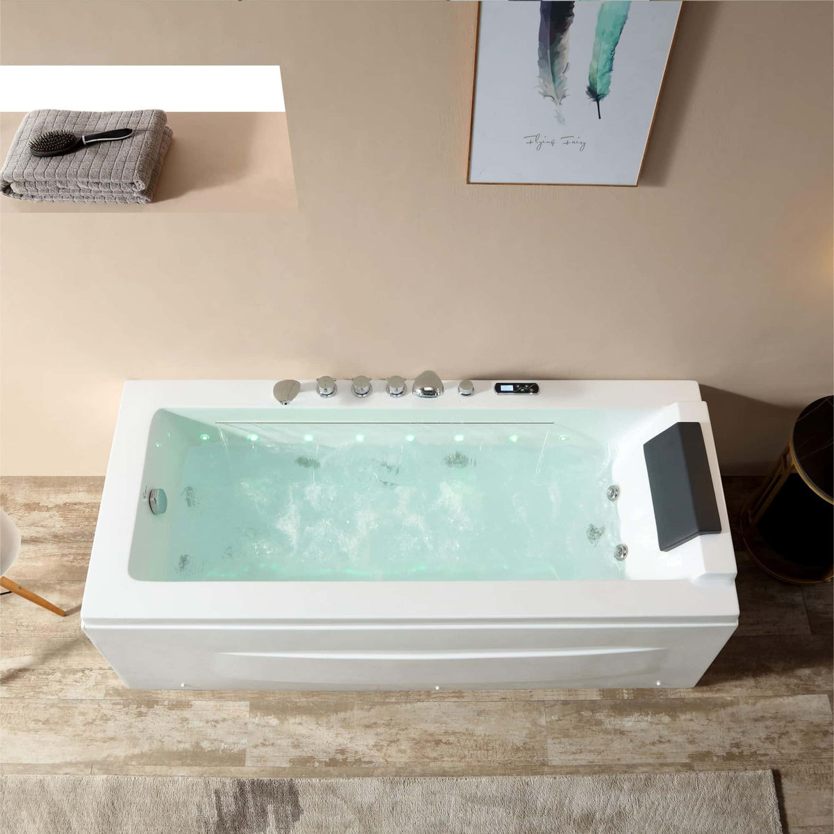 Empava 67 in. Whirlpool Rectangular Bathtub | EMPV-67JT351LED-massage bathtub-Empava-Nordica Sauna
