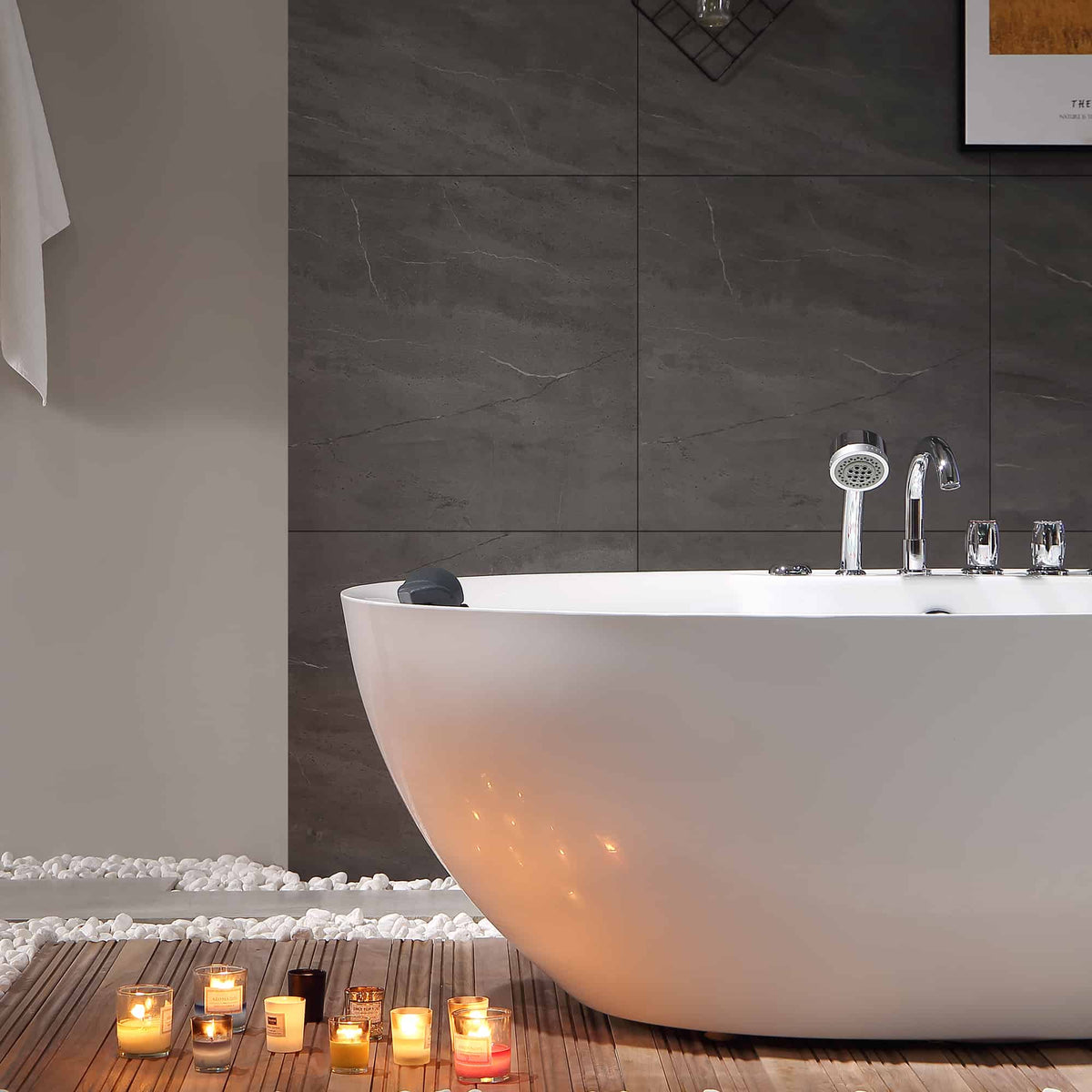 Empava 71 in. Whirlpool Freestanding Acrylic Bathtub | EMPV-71AIS14-Feestanding massage bathtub-Empava-Nordica Sauna