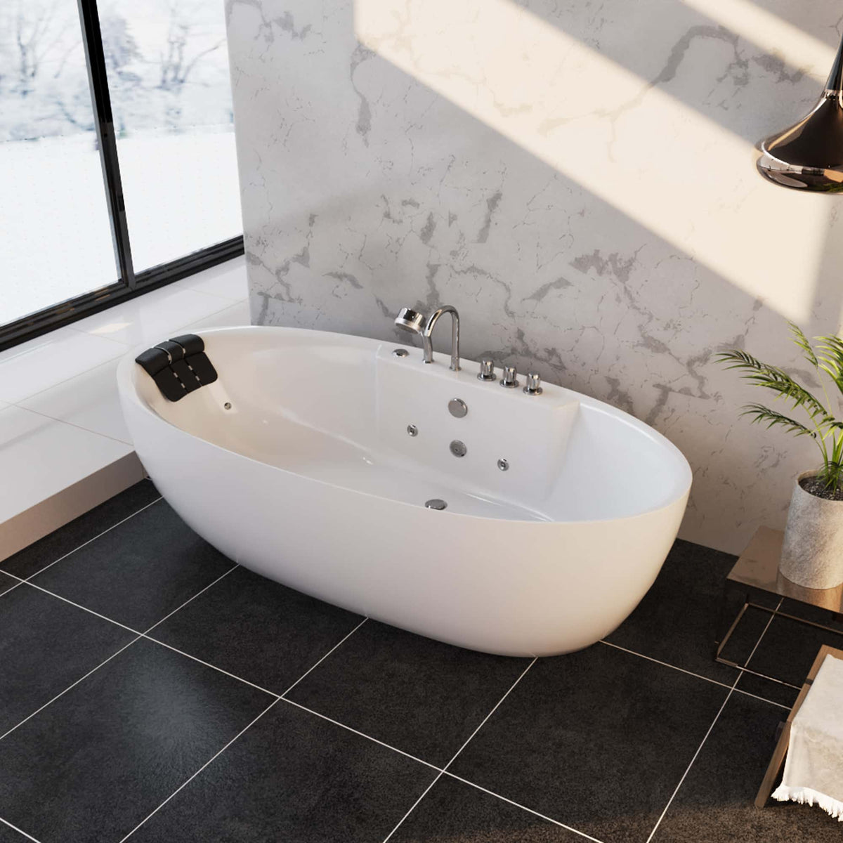 Empava 71 in. Whirlpool Freestanding Acrylic Bathtub | EMPV-71AIS14-Feestanding massage bathtub-Empava-Nordica Sauna