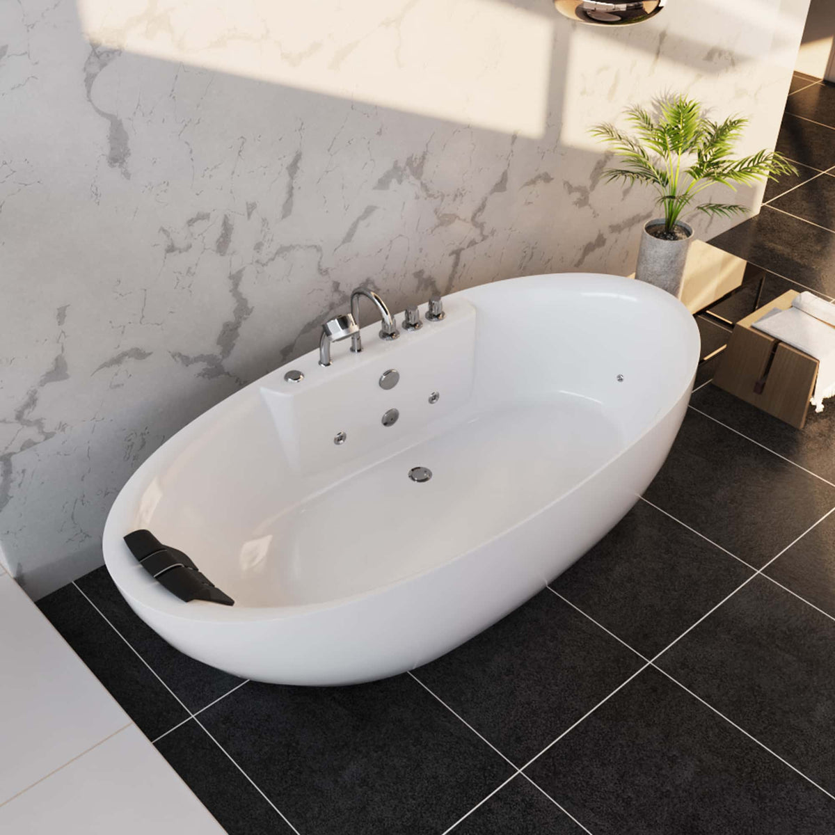 Empava 71 in. Whirlpool Freestanding Acrylic Bathtub | EMPV-71AIS14-Feestanding massage bathtub-Empava-Nordica Sauna