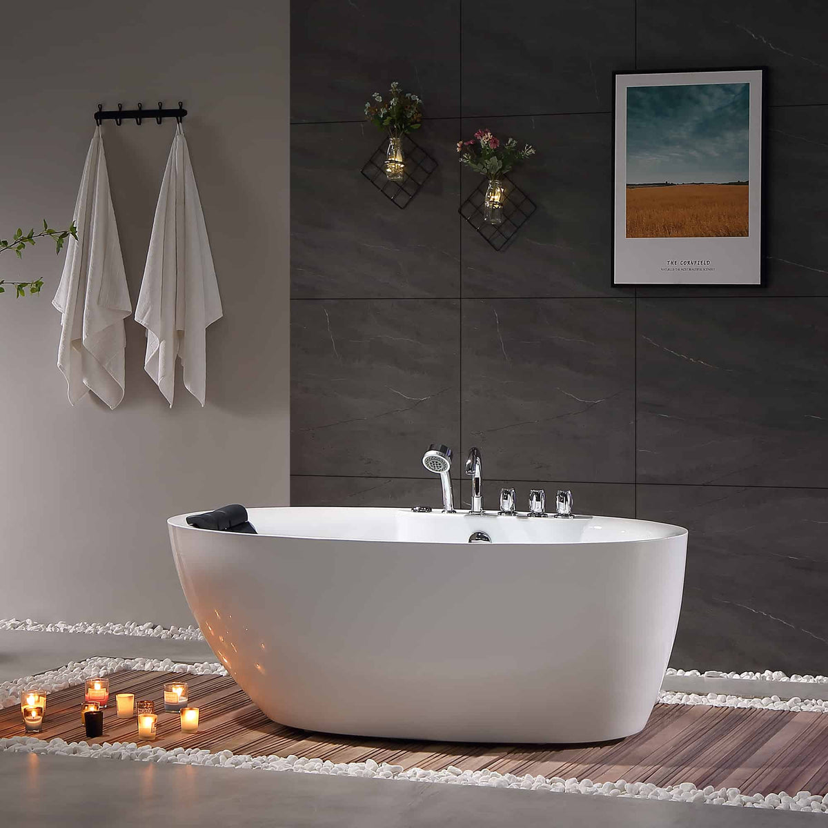 Empava 71 in. Whirlpool Freestanding Acrylic Bathtub | EMPV-71AIS14-Feestanding massage bathtub-Empava-Nordica Sauna