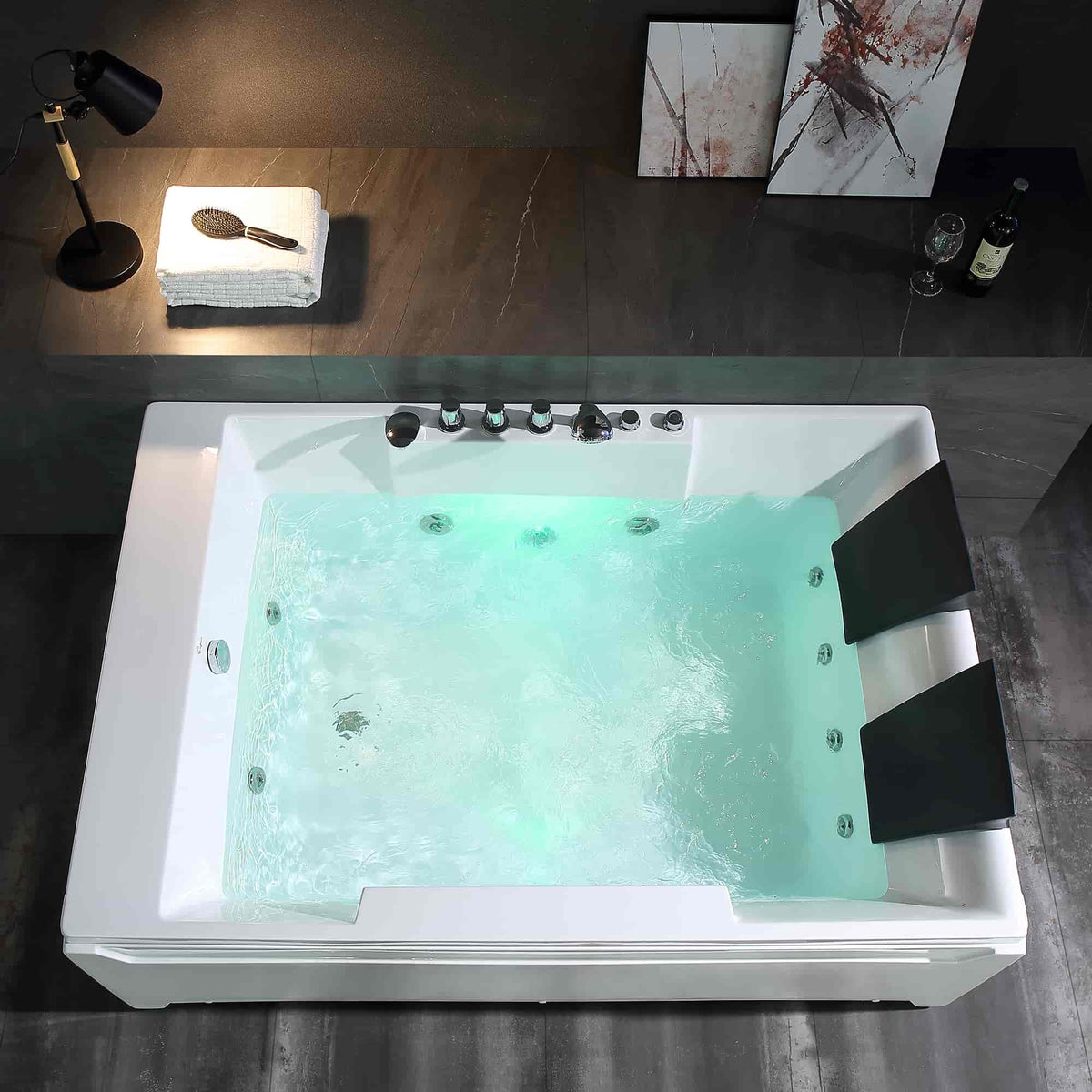 Empava 72 in. Whirlpool Rectangular Bathtub | EMPV-72JT367LED-massage bathtub-Empava-Nordica Sauna