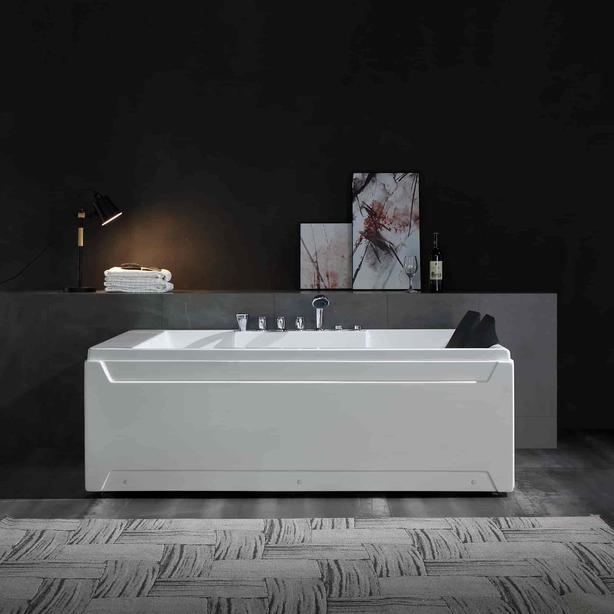 Empava 72 in. Whirlpool Rectangular Bathtub | EMPV-72JT367LED-massage bathtub-Empava-Nordica Sauna