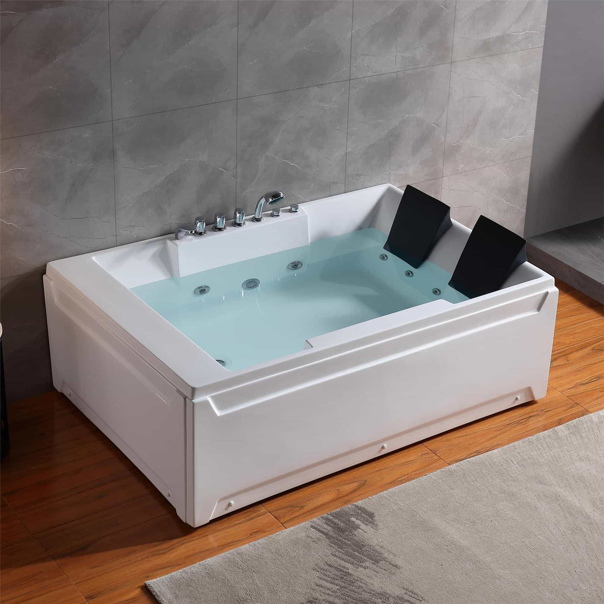 Empava 72 in. Whirlpool Rectangular Bathtub | EMPV-72JT367LED-massage bathtub-Empava-Nordica Sauna