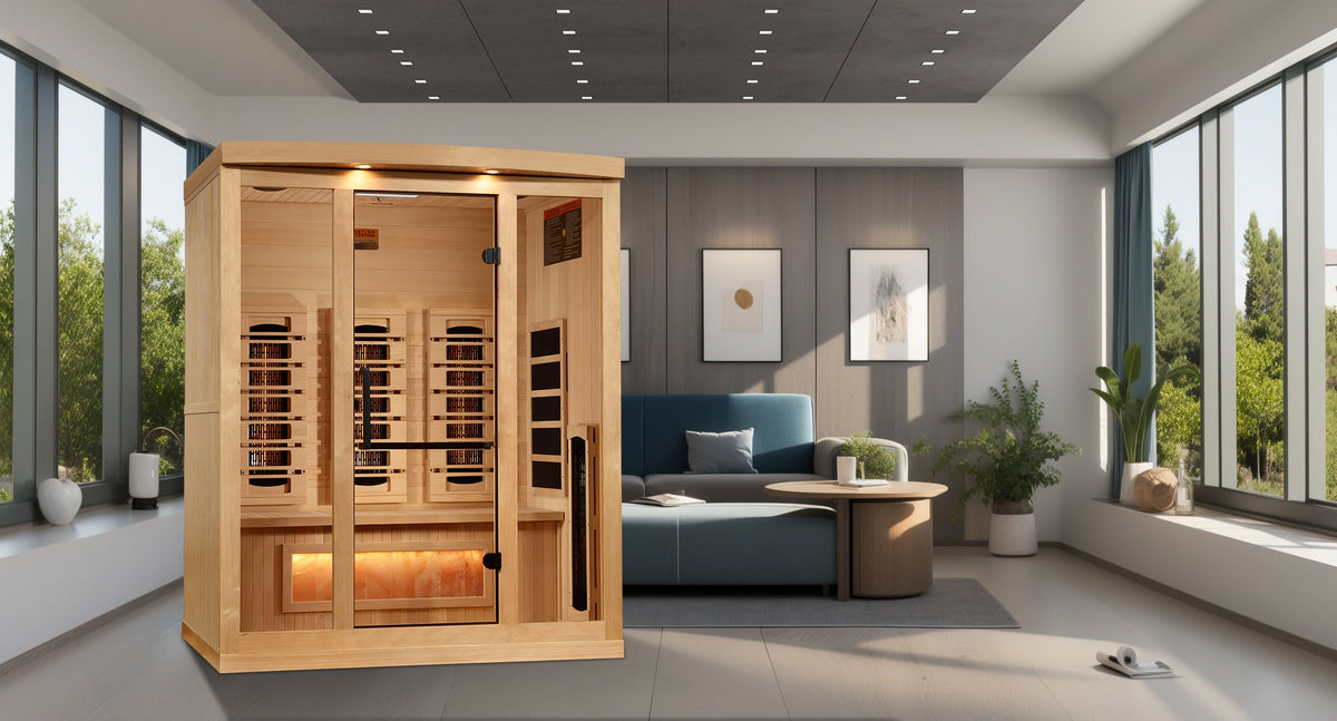 Golden Designs "Reserve Edition" 3-Person Full Spectrum PureTech™ Near Zero EMF Infrared Sauna with Himalayan Salt Bar | GDI-8030-03-Sauna-Golden Designs-Nordica Sauna