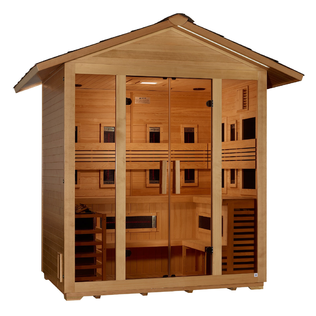 Golden Designs Gargellen 5-Person Hybrid PureTech™ Full Spectrum IR or Traditional Stove Outdoor Sauna in Canadian Hemlock-Sauna-Golden Designs-Nordica Sauna