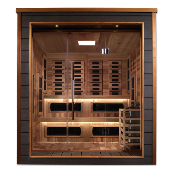 Golden Designs Karlstad PureTech 6-Person Full Spectrum Hybrid Sauna in Red Cedar Wood-Sauna-Golden Designs-Nordica Sauna