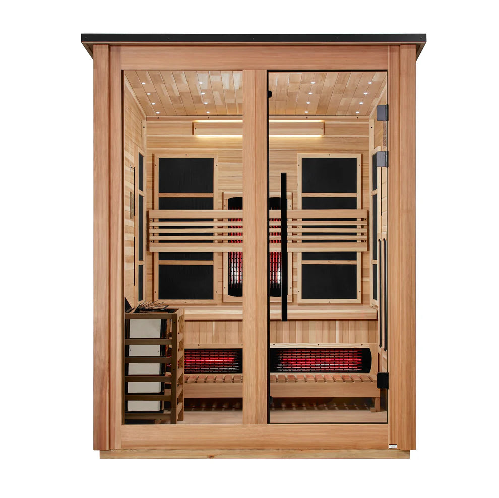 
Golden Designs Loviisa 3-Person Full Spectrum Hybrid Outdoor Sauna in Pacific Cedar | GDI-8523-02
