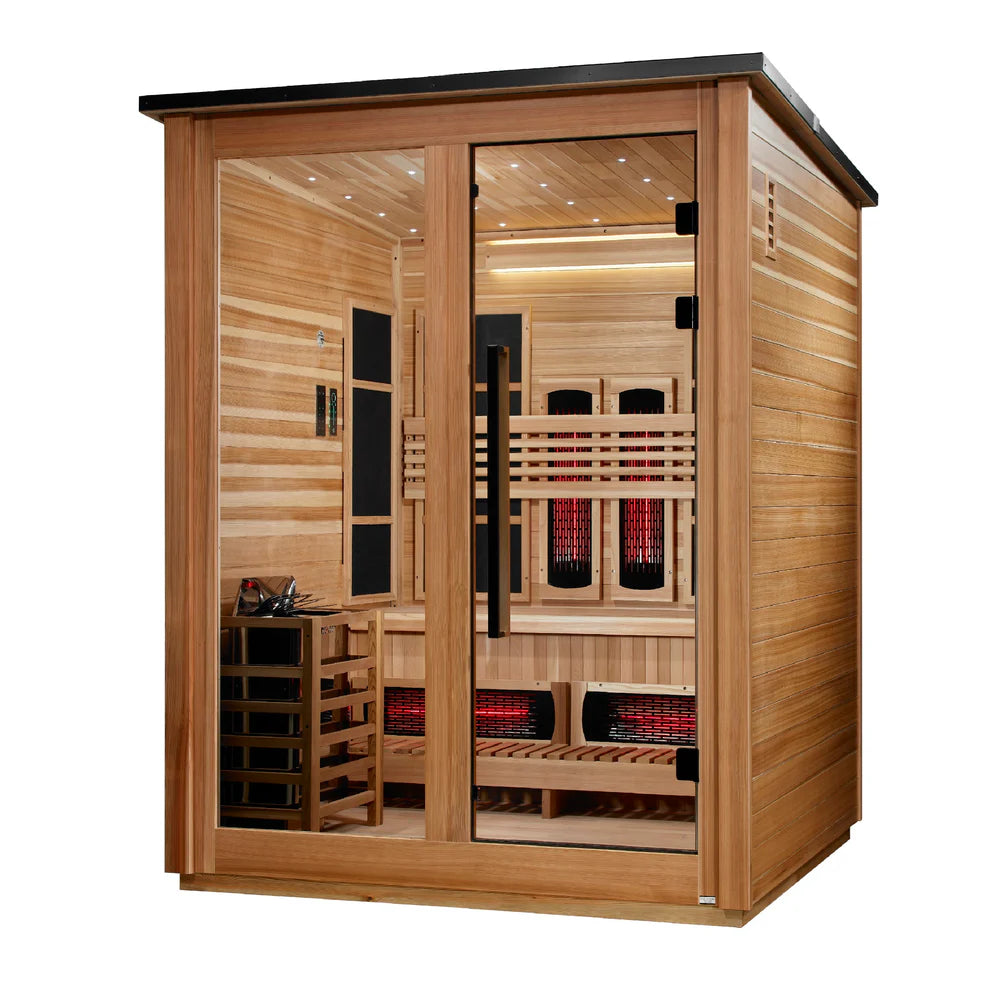 
Golden Designs Loviisa 3-Person Full Spectrum Hybrid Outdoor Sauna in Pacific Cedar | GDI-8523-02