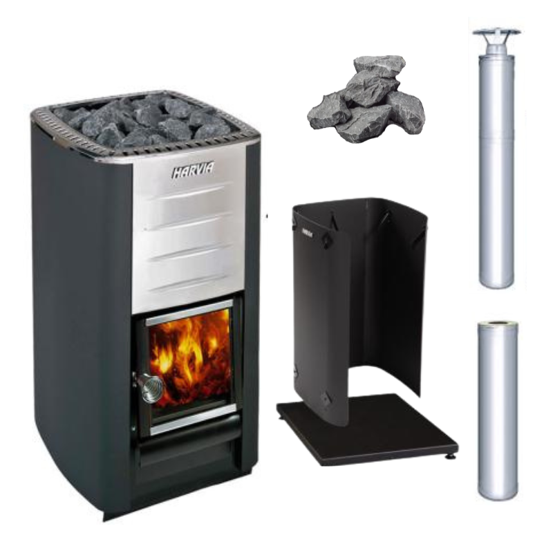 Harvia M3 Wood-Burning Stove Package-Sauna Heater-Harvia-Stainless Steel-