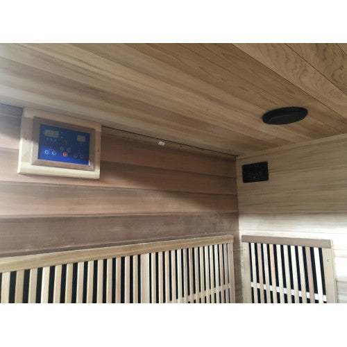 Sunray Roslyn 4-Person Cedar Sauna with Carbon Heaters and Side Bench Seating-Sauna-Sunray-Nordica Sauna