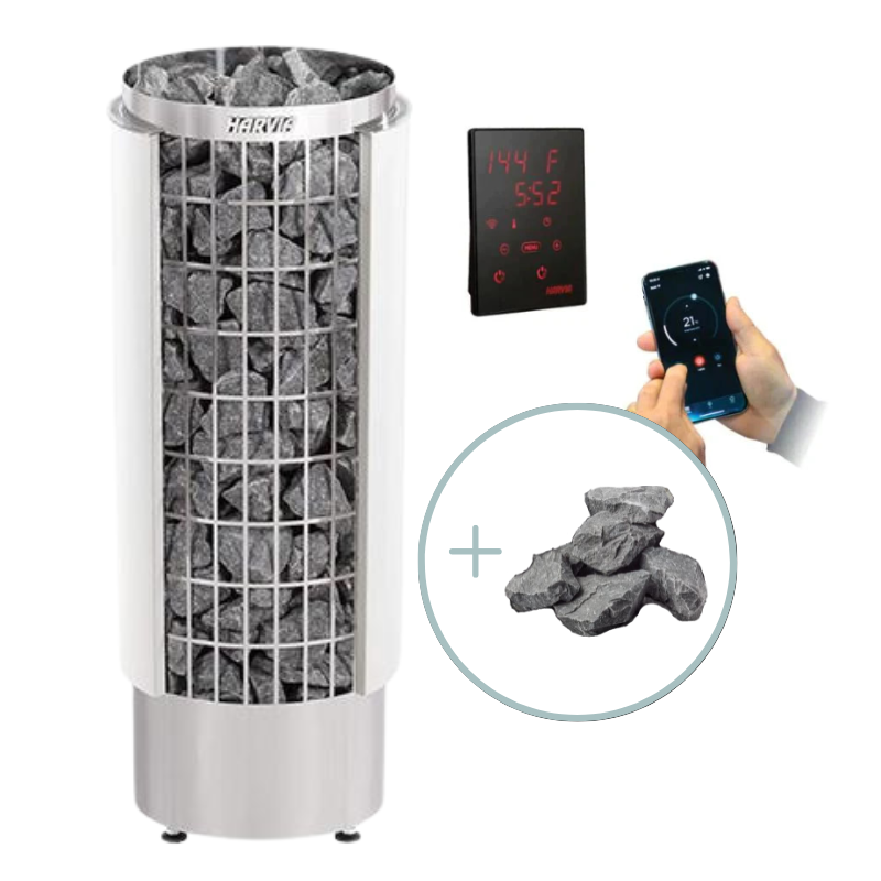 Harvia Cilindro PC80E 8kW Sauna Heater Package-Sauna Heater-Harvia-Standard Xenio CX45-