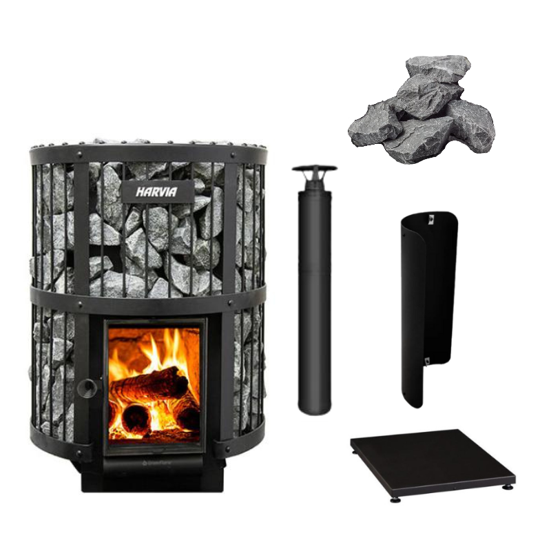 Harvia Legend 240 15.9kW GreenFlame Sauna Stove Package-Sauna Heater-Harvia-Stainless Steel-