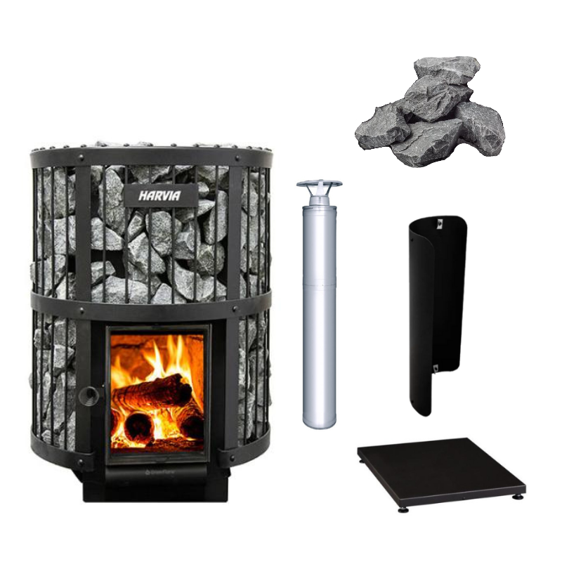 Harvia Legend 240 15.9kW GreenFlame Sauna Stove Package-Sauna Heater-Harvia-Stainless Steel-