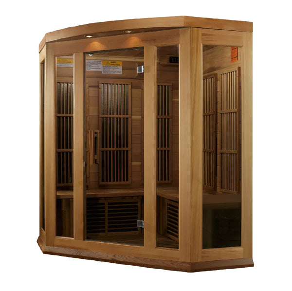 Golden Designs Maxxus 3-Person Corner FAR Infrared Sauna Carbon Low EMF with Canadian Red Cedar | MX-K356-01 CED