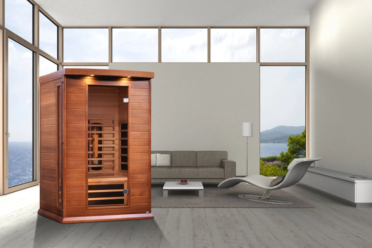 Golden Designs Maxxus 2-Person Full Spectrum Near Zero EMF FAR Infrared Sauna in Canadian Red Cedar | MX-M206-01-FS CED