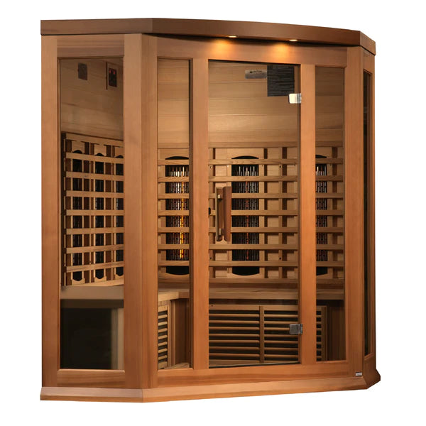 Golden Designs Maxxus 3-Person Corner Full Spectrum Near Zero Infrared Sauna in Canadian Red cedar | MX-M356-01-FS CED
