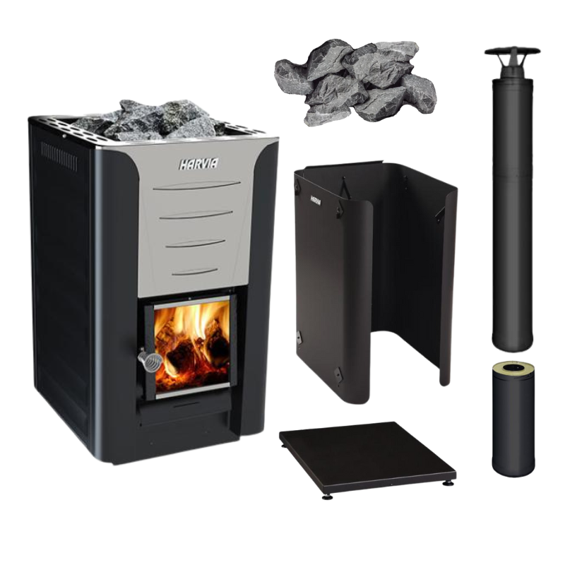 Harvia PRO 26 26kW Sauna Stove Package-Sauna Heater-Harvia-Black-