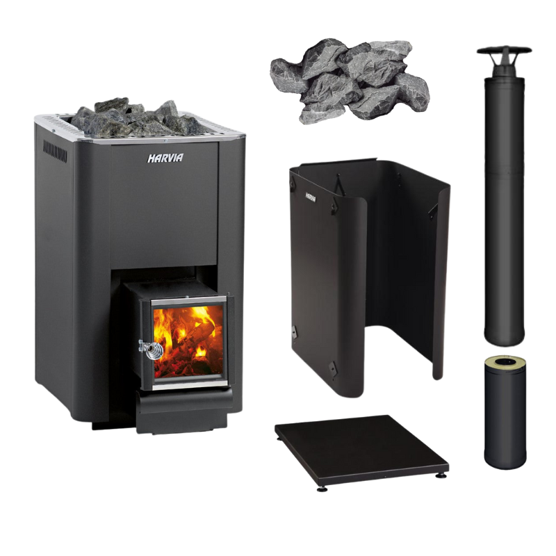 Harvia PRO Series 20 SL 24.1kW Sauna Stove Package-Sauna Heater-Harvia-Black-