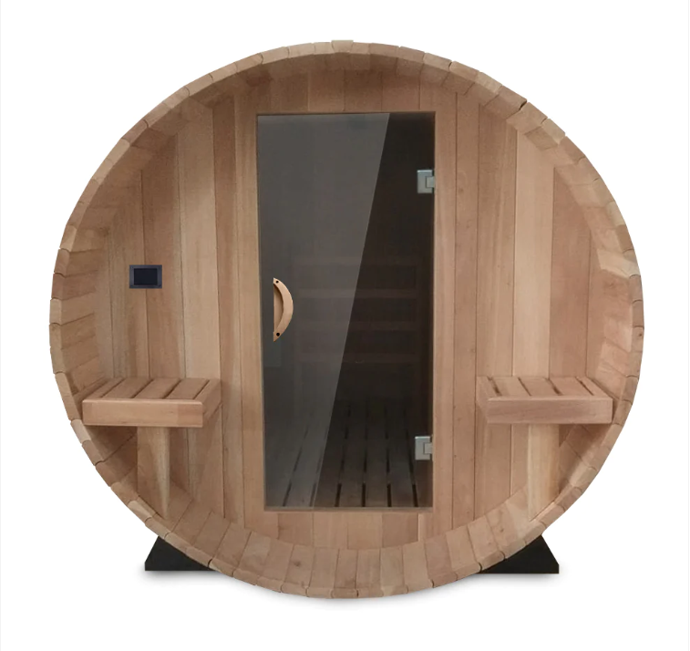 Scandia Electric Barrel Sauna with Canopy-Sauna-Scandia-Wood-6'W x 5'D x 6'H-Nordica Sauna