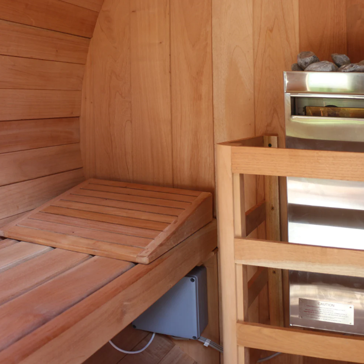 Scandia Electric Barrel Sauna with Canopy-Sauna-Scandia-Wood-6'W x 5'D x 6'H-Nordica Sauna