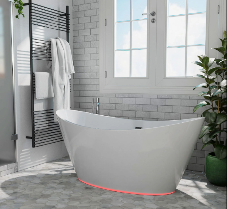 Empava 59 in. Freestanding Soaking Bathtub with LED | EMPV-59FT1518LED-Feestanding bathtub-Empava-Nordica Sauna