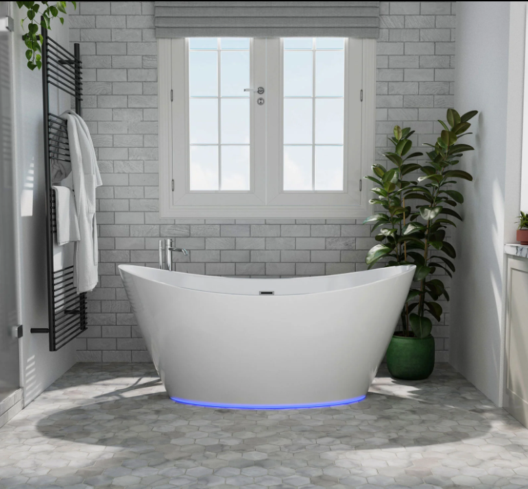 Empava 59 in. Freestanding Soaking Bathtub with LED | EMPV-59FT1518LED-Feestanding bathtub-Empava-Nordica Sauna