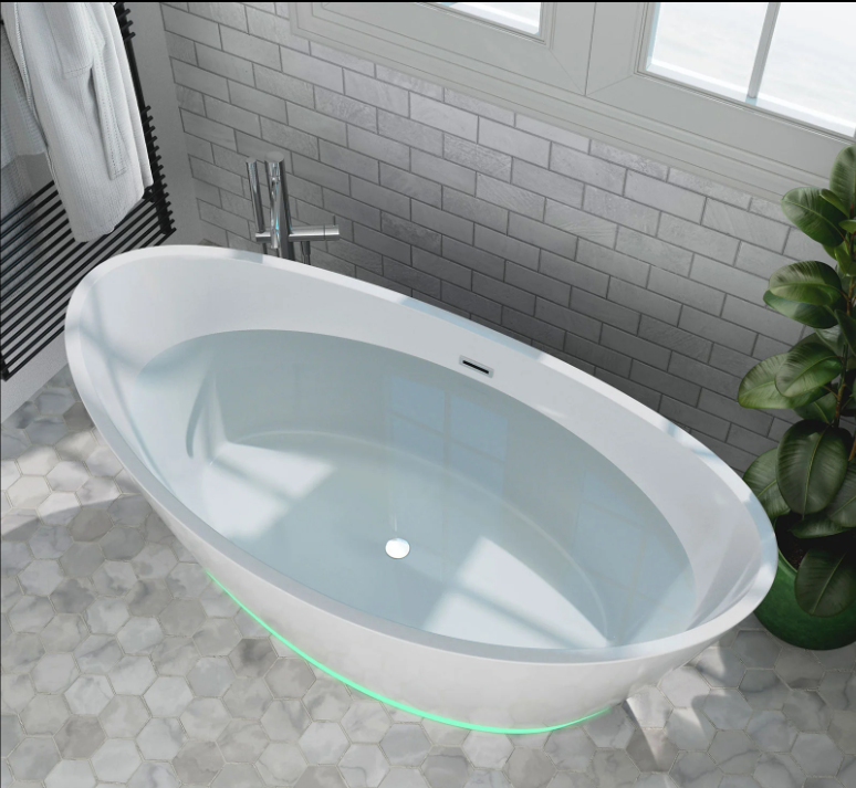Empava 59 in. Freestanding Soaking Bathtub with LED | EMPV-59FT1518LED-Feestanding bathtub-Empava-Nordica Sauna