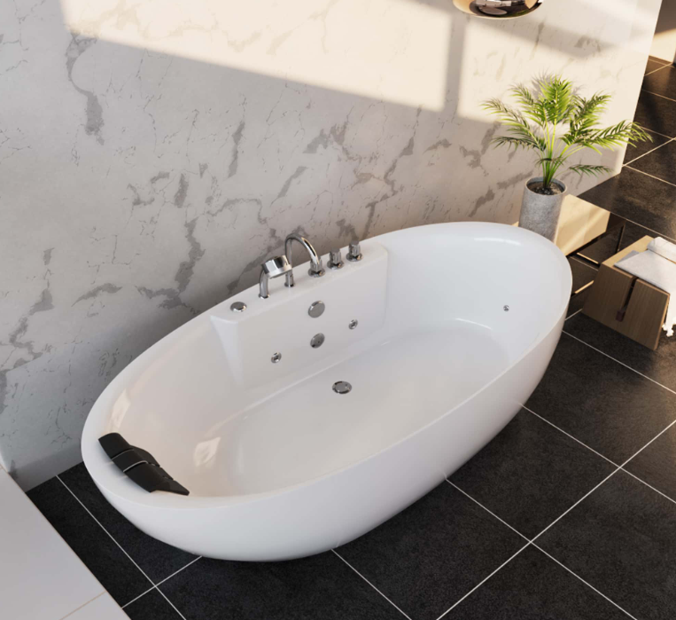 Empava 59 in. Whirlpool Freestanding Acrylic Bathtub | EMPV-59AIS12-Feestanding massage bathtub-Empava-Nordica Sauna